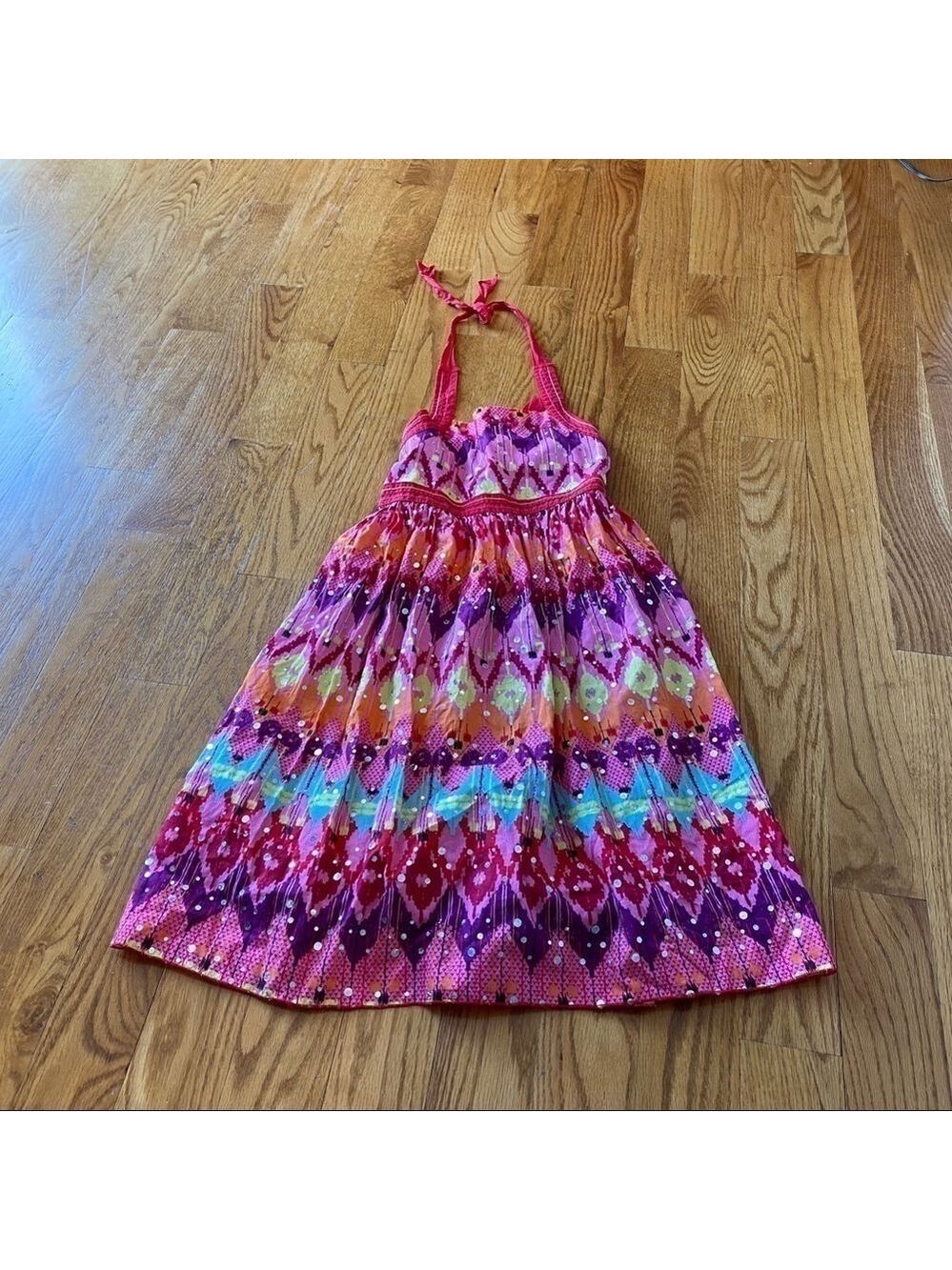 EUC so cute for summer girls halter dress size 16 with tie back